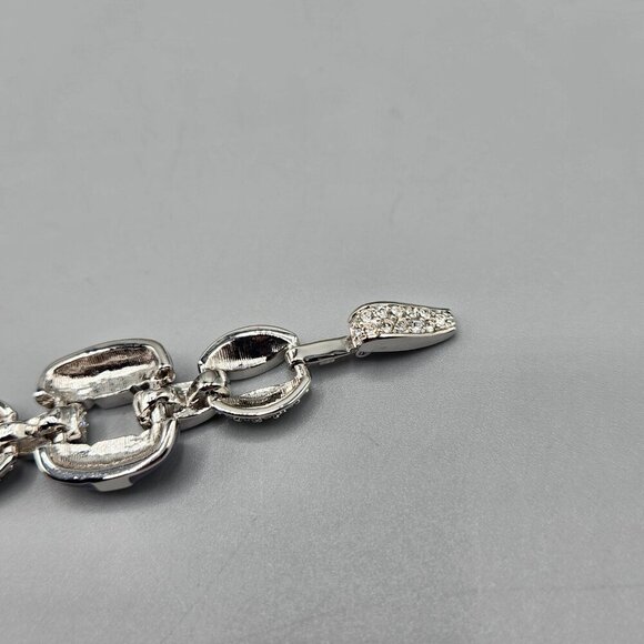 Nolan Miller Bali Bracelet Curb Link Chain Sparkly Crystal Purple Silver Tone - Picture 8 of 12